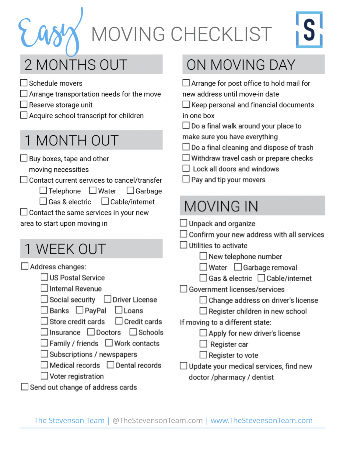 Moving Checklist